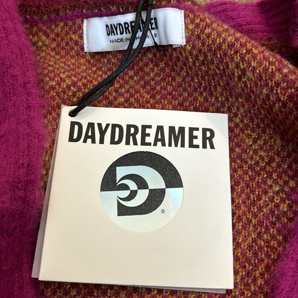DAYDREAMER Fuchsia Sunset Argyle Cardigan Size Small - Picture 8 of 9